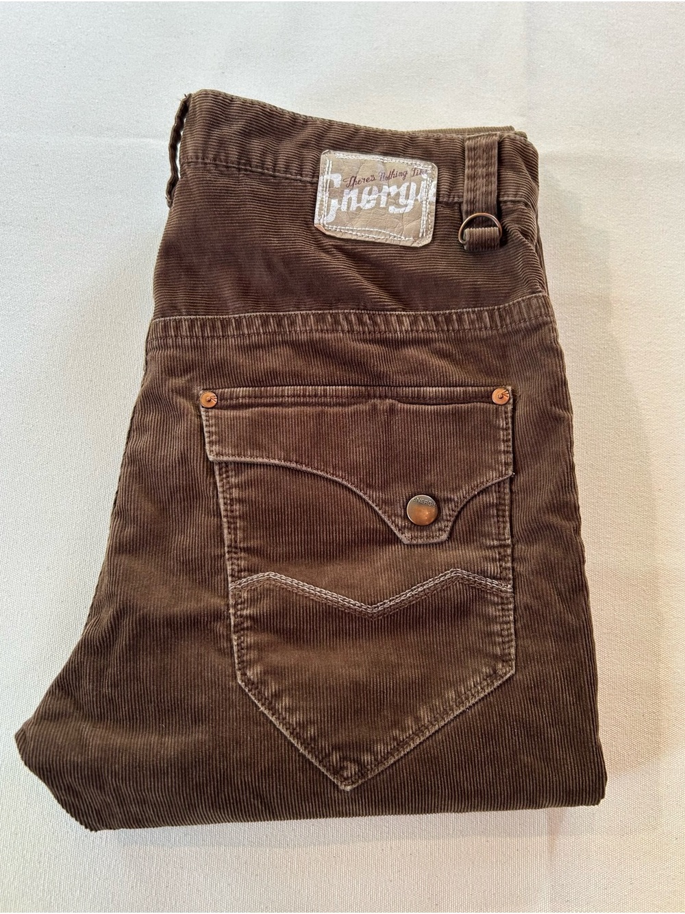 Energie Sixty Japan Brown Corduroy Utility Carpenter Pants Y2K Vintage Men's 31